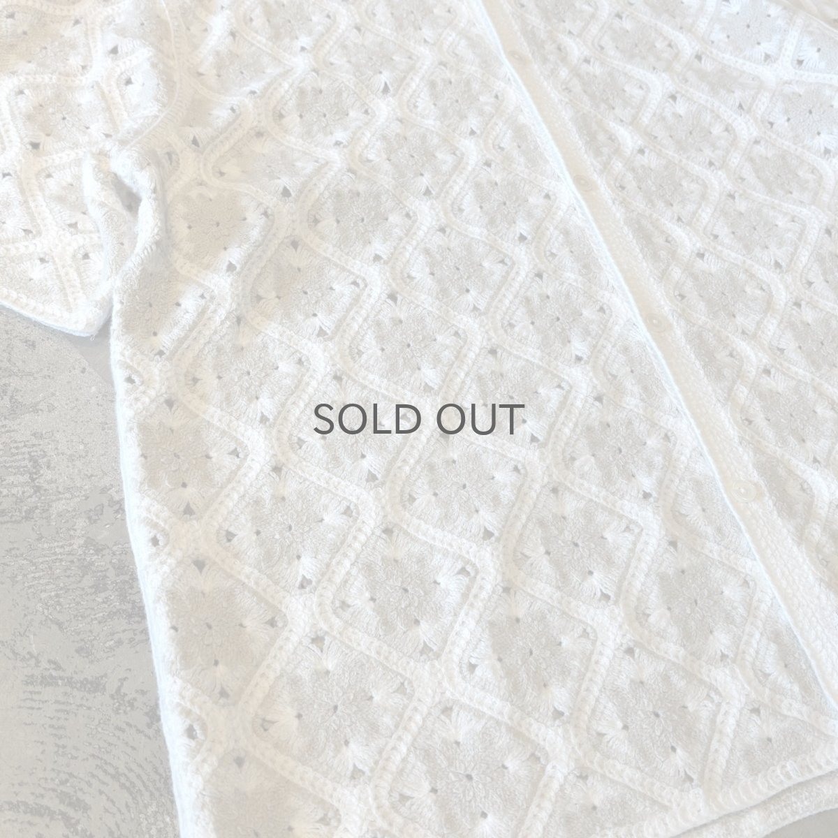 画像5: ALL OVER KNITTING LACE UP PATTERN S/S SHIRT / Mens L (5)
