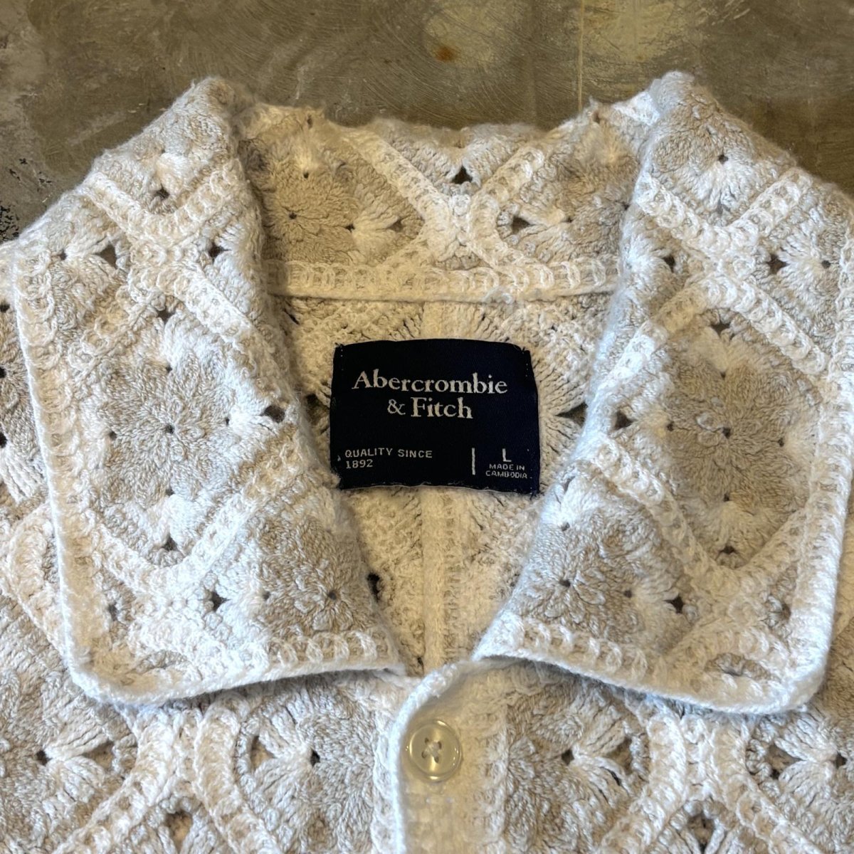 画像10: ALL OVER KNITTING LACE UP PATTERN S/S SHIRT / Mens L (10)