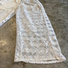 画像4: WHITE COLOR PATCHWORK LACE DESIGN PANTS / W24~W36 (4)