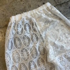 画像8: WHITE COLOR PATCHWORK LACE DESIGN PANTS / W24~W36 (8)