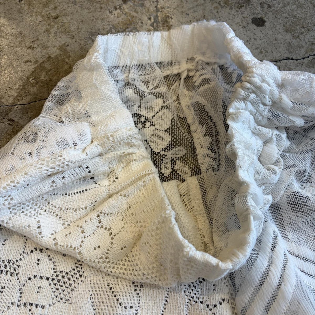 画像7: WHITE COLOR PATCHWORK LACE DESIGN PANTS / W24~W36 (7)