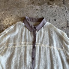 画像8: POINT COLOR LINE DESIGN SHEER  L/S SHIRT / Ladies L (8)