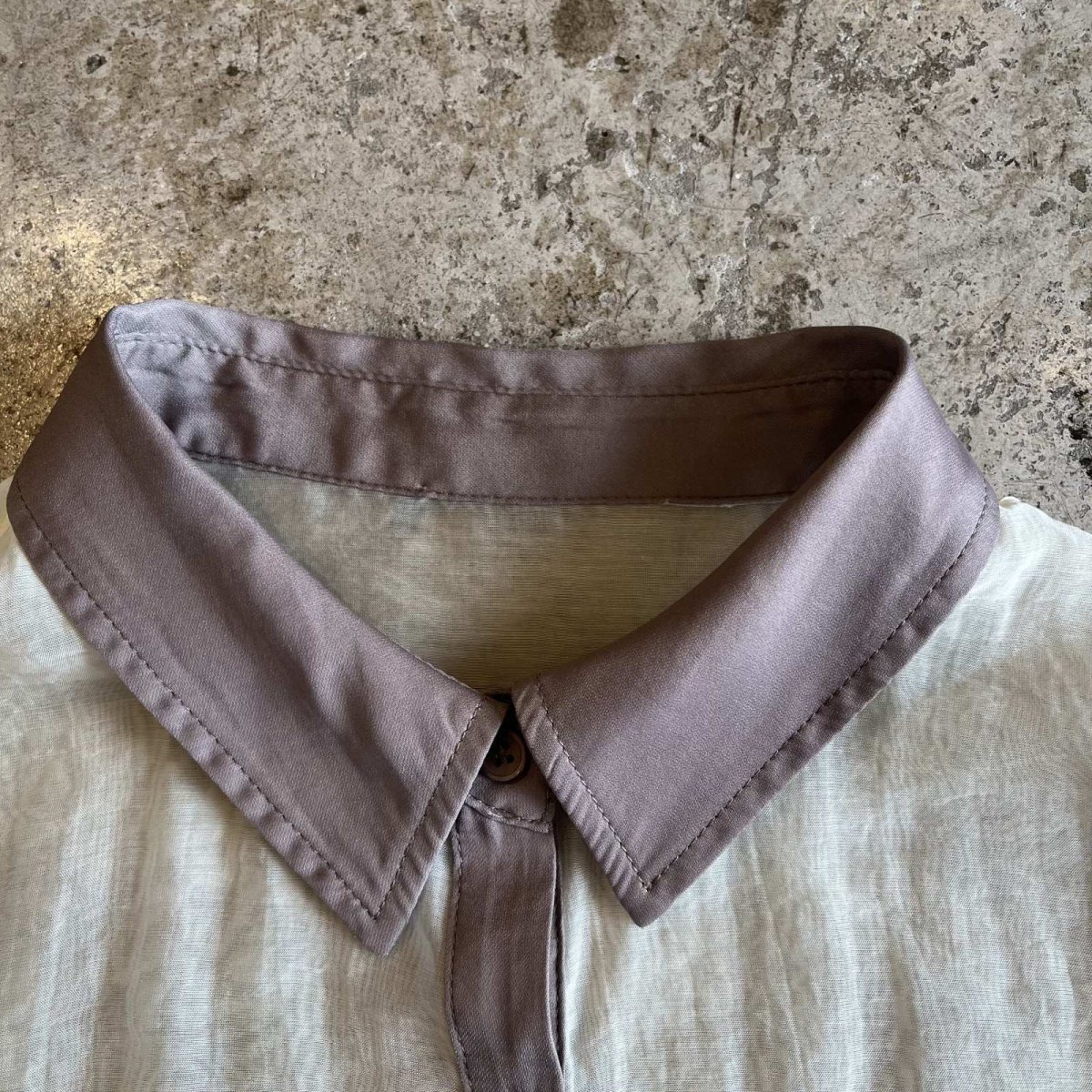 画像9: POINT COLOR LINE DESIGN SHEER  L/S SHIRT / Ladies L (9)