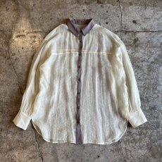 画像1: POINT COLOR LINE DESIGN SHEER  L/S SHIRT / Ladies L (1)