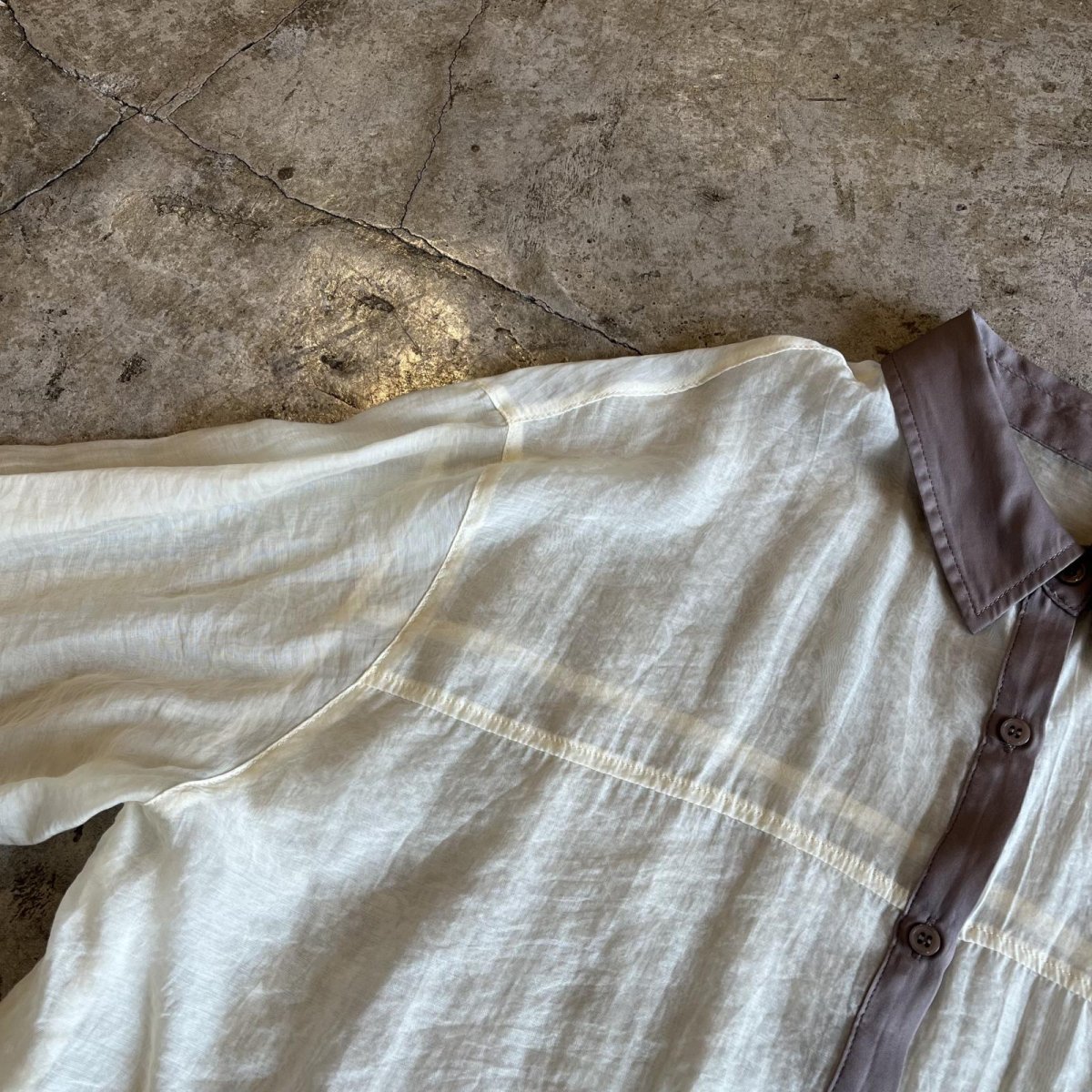 画像10: POINT COLOR LINE DESIGN SHEER  L/S SHIRT / Ladies L (10)