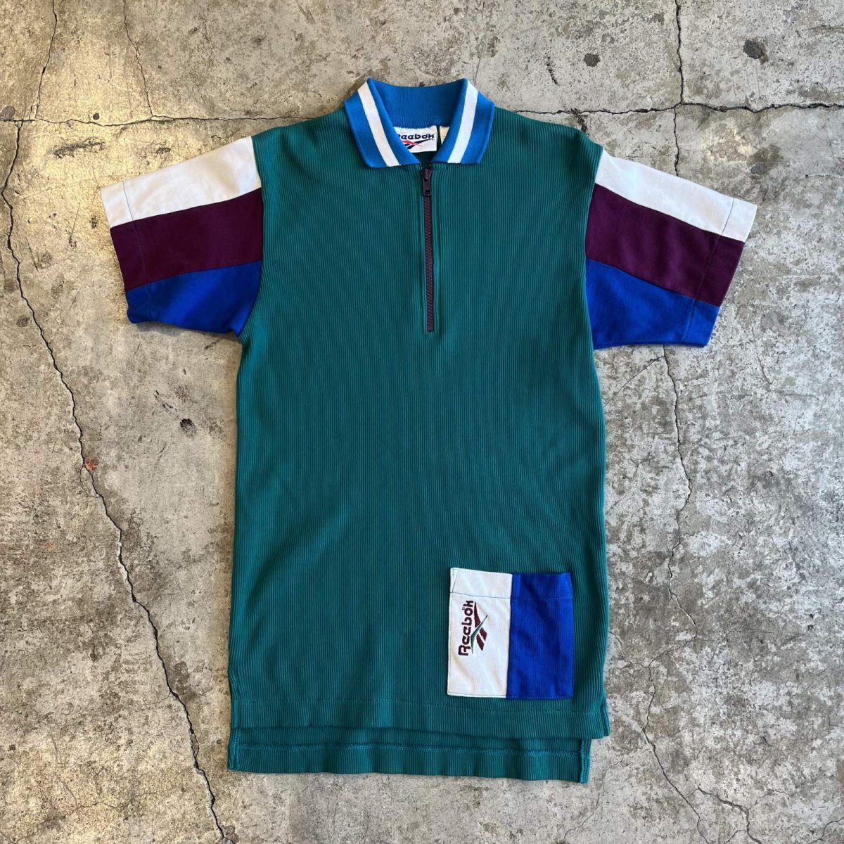 画像1: 【REEBOK】 MIX COLOR DESIGN HALF ZIP RIB S/S POLO TOPS / Ladies S~M(M) (1)