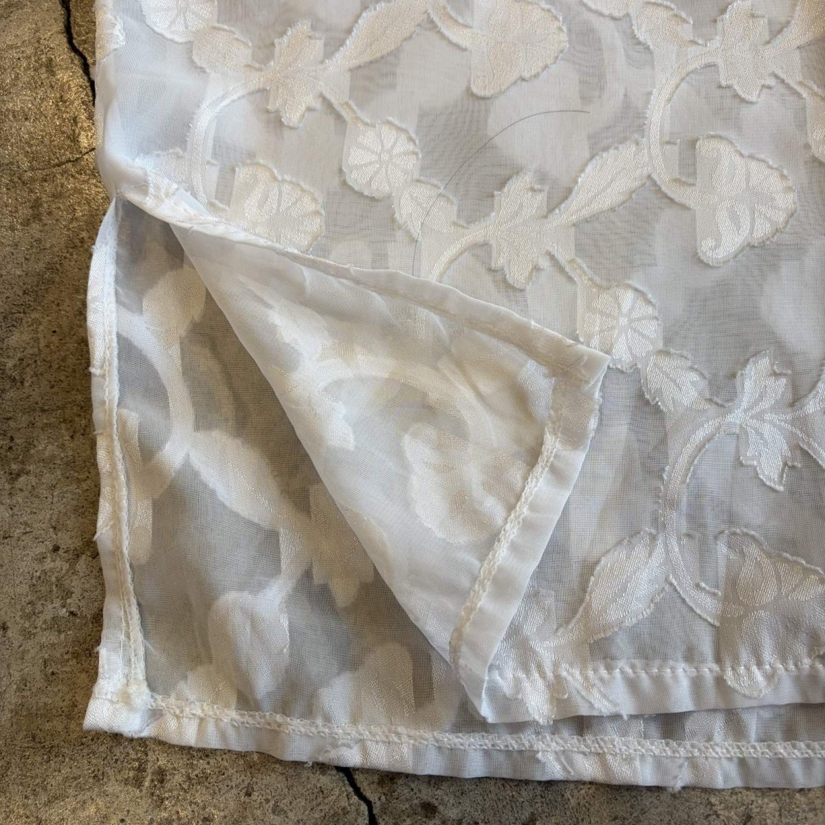 画像7: ALL OVER LEAVES PATTERN DESIGN SHEER S/S SHIRT / Ladies L / MADE IN FRANCE (7)
