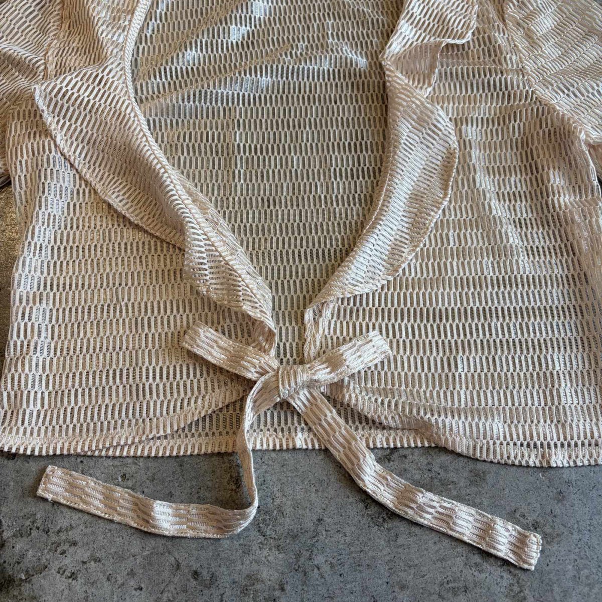 画像7: MESH DESIGN FRONT RIBBON SHORT L/S CARDIGAN  / Ladies M (7)