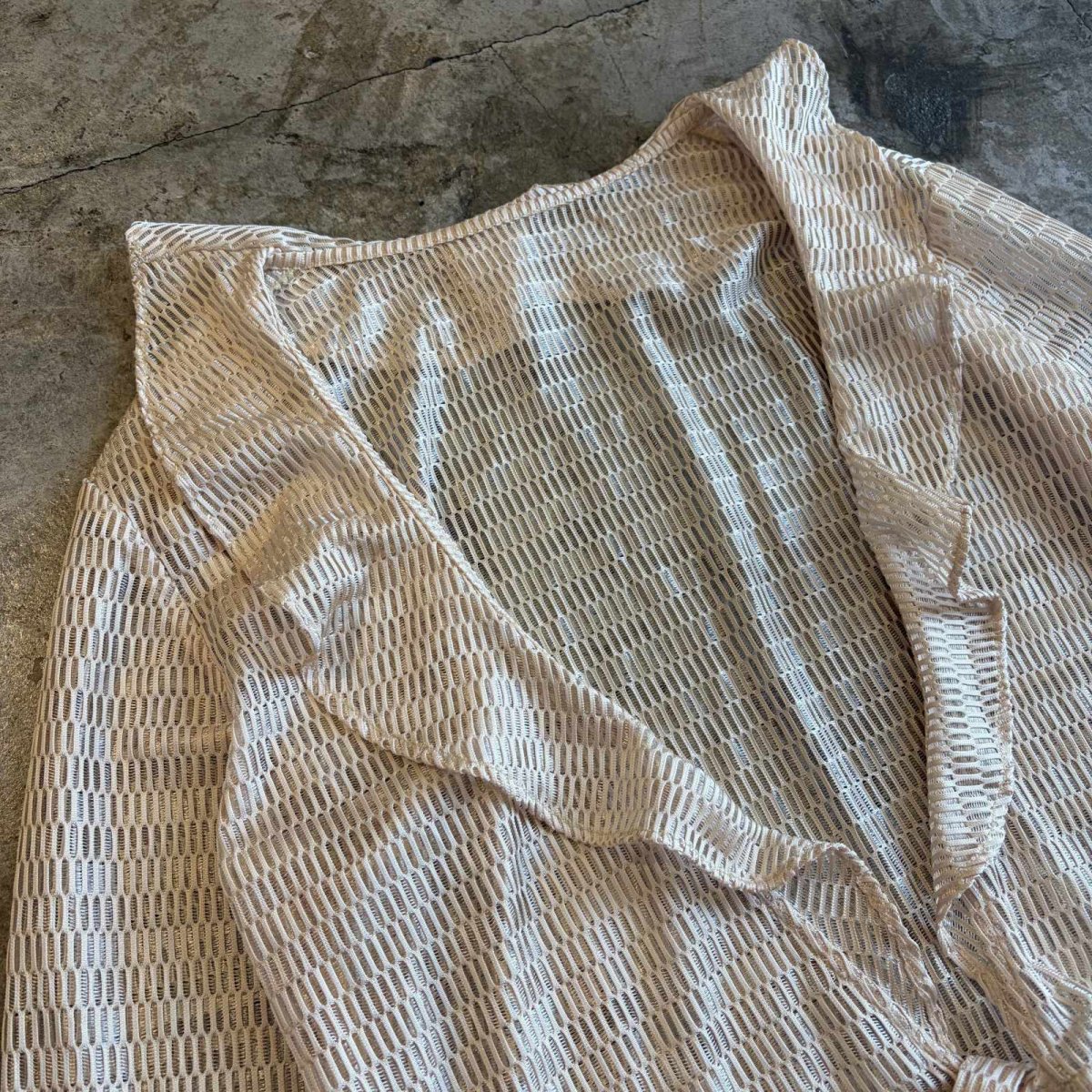 画像3: MESH DESIGN FRONT RIBBON SHORT L/S CARDIGAN  / Ladies M (3)