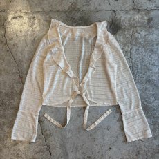 画像1: MESH DESIGN FRONT RIBBON SHORT L/S CARDIGAN  / Ladies M (1)