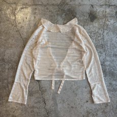 画像2: MESH DESIGN FRONT RIBBON SHORT L/S CARDIGAN  / Ladies M (2)