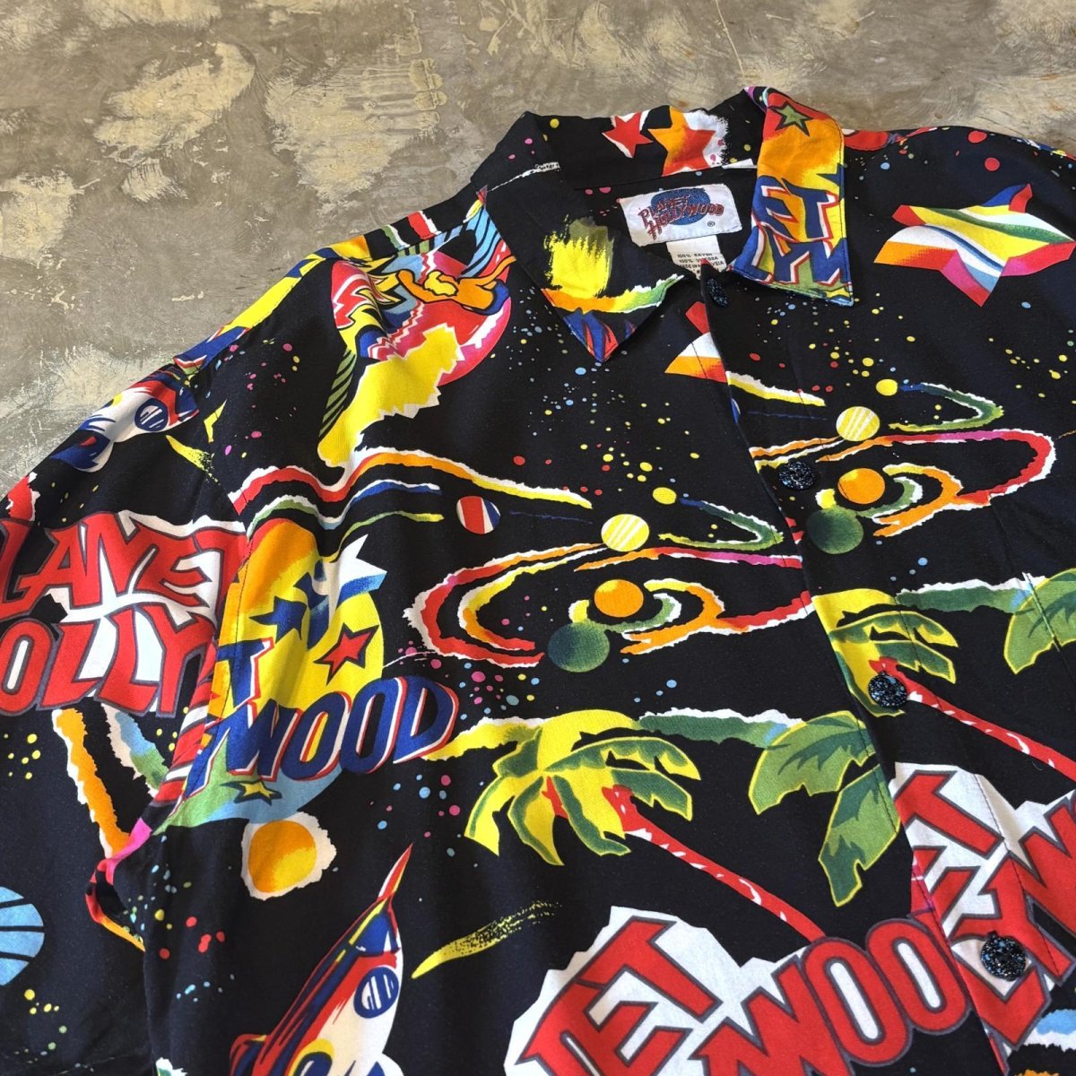 画像3: "PLANET HOLLYWOOD" ALL OVER GRAPHIC PATTERN RAYON S/S SHIRT / Mens L (3)