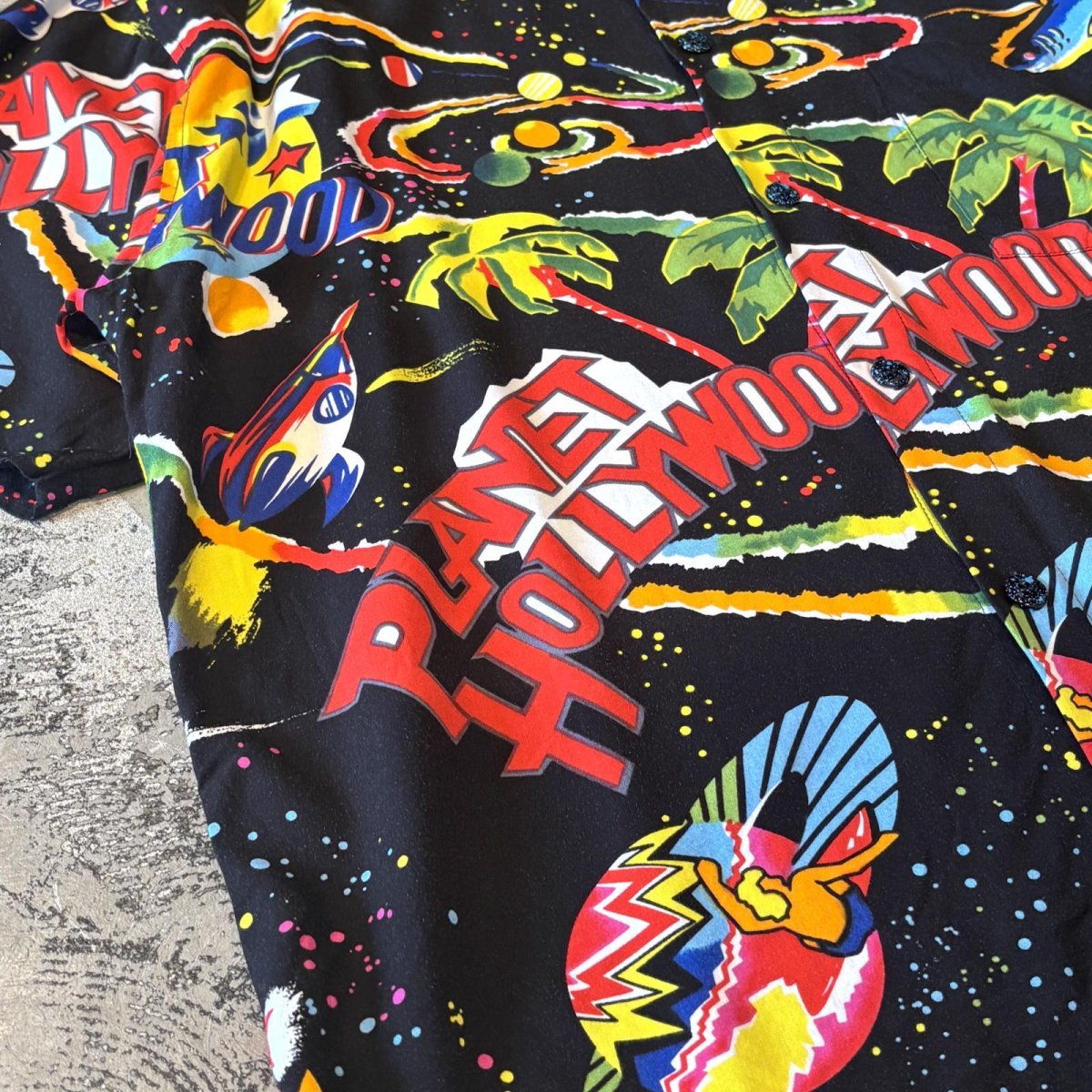 画像5: "PLANET HOLLYWOOD" ALL OVER GRAPHIC PATTERN RAYON S/S SHIRT / Mens L (5)