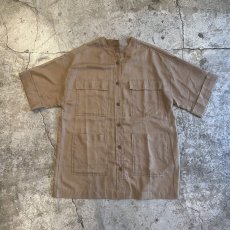 画像1: 4 POCKET NO COLLAR DESIGN SHEER S/S SHIRT / Ladies M (1)