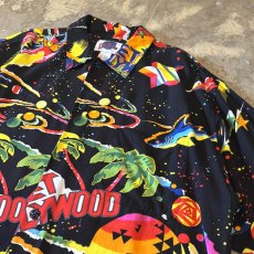 画像4: "PLANET HOLLYWOOD" ALL OVER GRAPHIC PATTERN RAYON S/S SHIRT / Mens L (4)