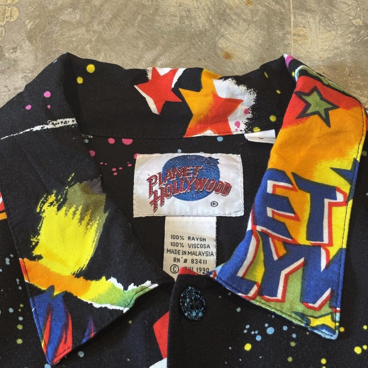 画像10: "PLANET HOLLYWOOD" ALL OVER GRAPHIC PATTERN RAYON S/S SHIRT / Mens L (10)