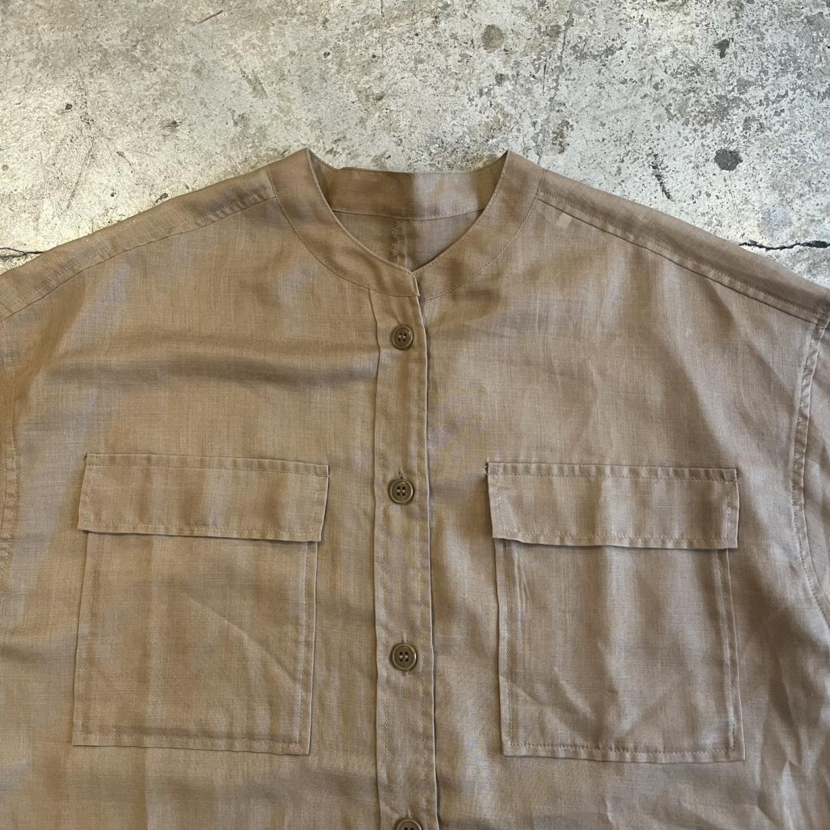 画像7: 4 POCKET NO COLLAR DESIGN SHEER S/S SHIRT / Ladies M (7)