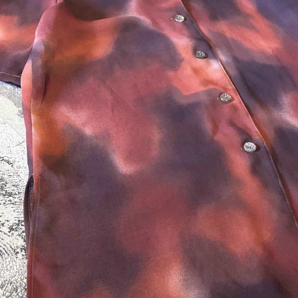 画像5: GRADATION PATTERN OPEN COLLAR SHEER S/S SHIRT / Mens M (5)