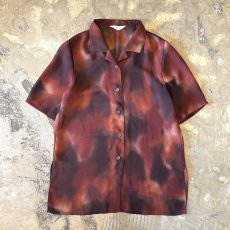 画像1: GRADATION PATTERN OPEN COLLAR SHEER S/S SHIRT / Mens M (1)