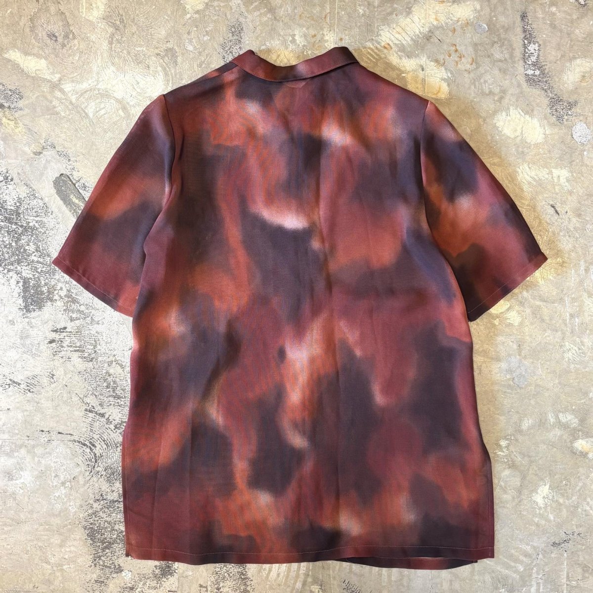 画像2: GRADATION PATTERN OPEN COLLAR SHEER S/S SHIRT / Mens M (2)