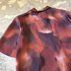 画像9: GRADATION PATTERN OPEN COLLAR SHEER S/S SHIRT / Mens M (9)