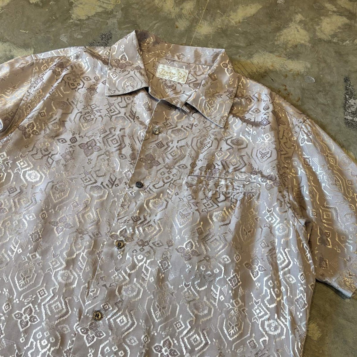 画像4: ALL OVER ARTISTIC PATTERN OPEN COLLAR S/S SHIRT / Mens L (4)