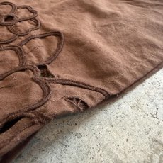 画像12: BROWN COLOR PUNCHING LACE DESIGN PATCHWORK PANTS / W24~W39 (12)