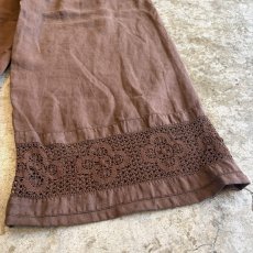 画像10: BROWN COLOR PUNCHING LACE DESIGN PATCHWORK PANTS / W24~W39 (10)