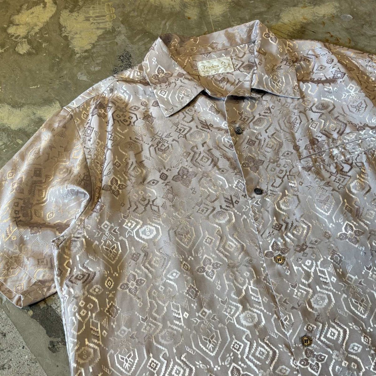 画像3: ALL OVER ARTISTIC PATTERN OPEN COLLAR S/S SHIRT / Mens L (3)