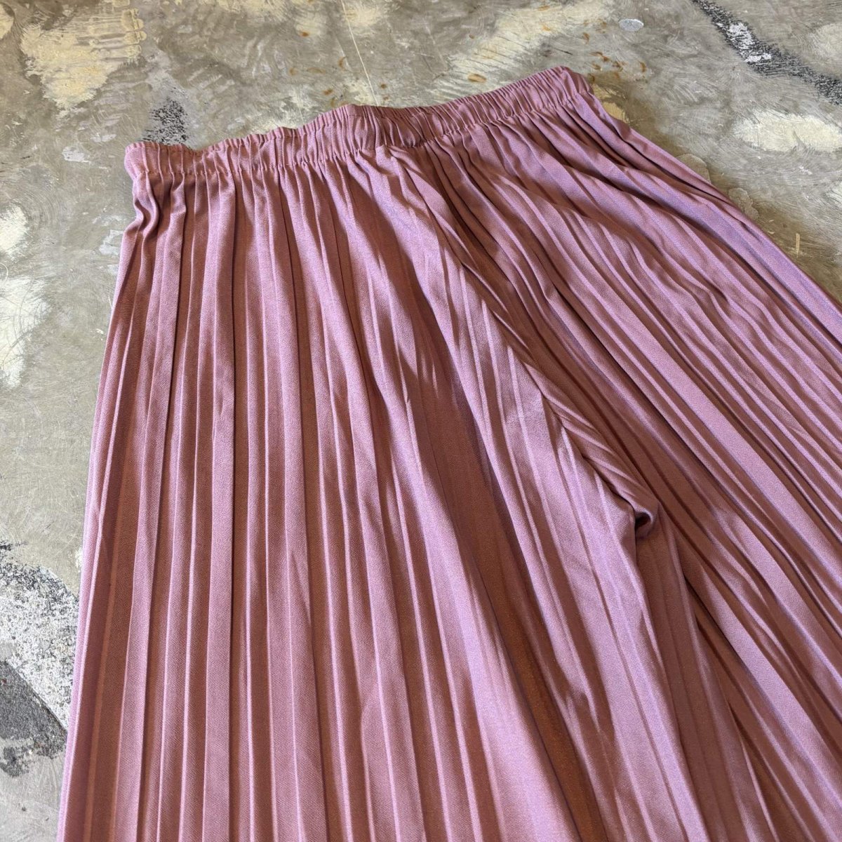 画像9: PINK COLOR WIDE SILHOUETTE PLEATED PANTS / FREE (9)