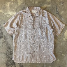 画像1: ALL OVER ARTISTIC PATTERN OPEN COLLAR S/S SHIRT / Mens L (1)