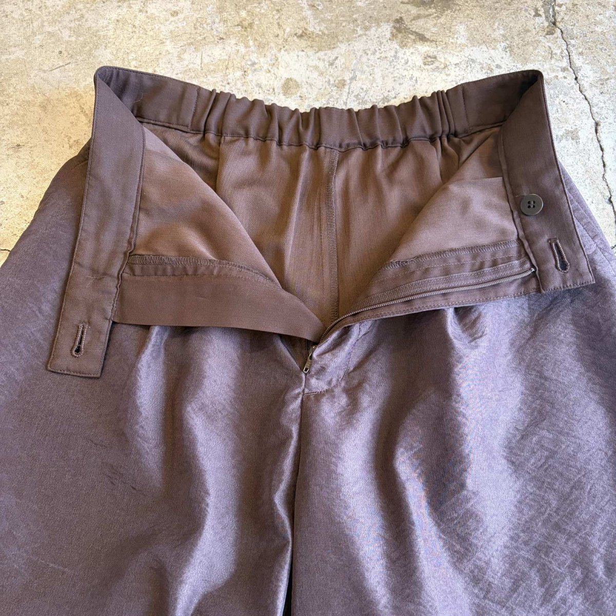 画像6: BROWN COLOR SHEER DESIGN WIDE PANTS / W25~W29 (6)