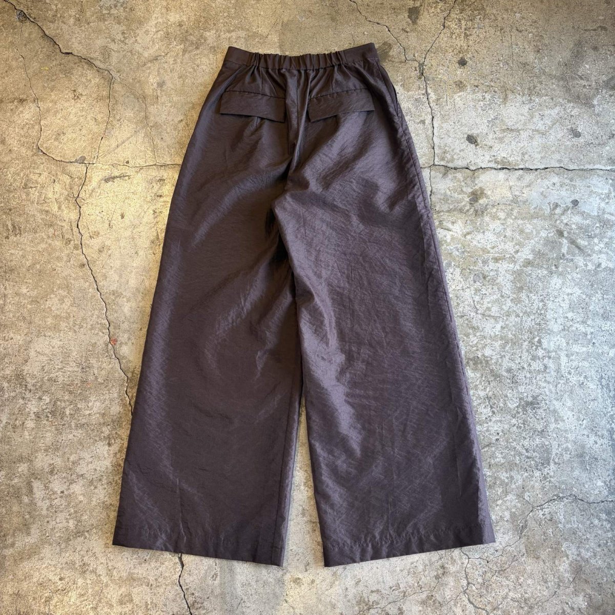 画像2: BROWN COLOR SHEER DESIGN WIDE PANTS / W25~W29 (2)