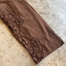 画像7: BROWN COLOR PUNCHING LACE DESIGN PATCHWORK PANTS / W24~W39 (7)