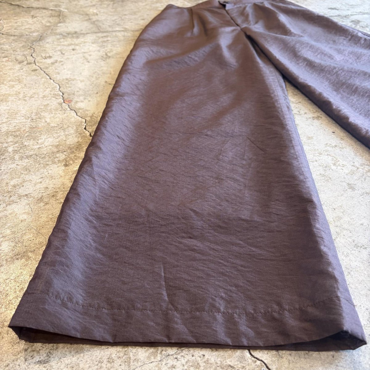 画像4: BROWN COLOR SHEER DESIGN WIDE PANTS / W25~W29 (4)