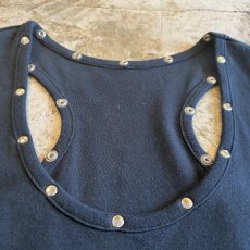 画像5: BLACK COLOR STUDS DESIGN N/S TOPS / Ladies M (5)