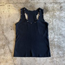 画像1: BLACK COLOR STUDS DESIGN N/S TOPS / Ladies M (1)