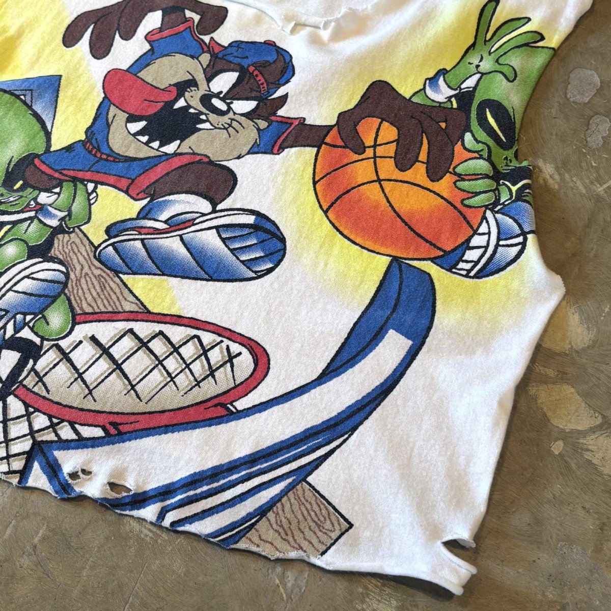 画像6: "LOONEY TUNES" TAZMANIANDEVIL PRINTED CRASH DAMAGE N/S TEE / Mens L (6)
