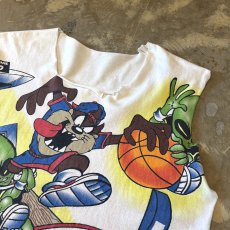 画像4: "LOONEY TUNES" TAZMANIANDEVIL PRINTED CRASH DAMAGE N/S TEE / Mens L (4)