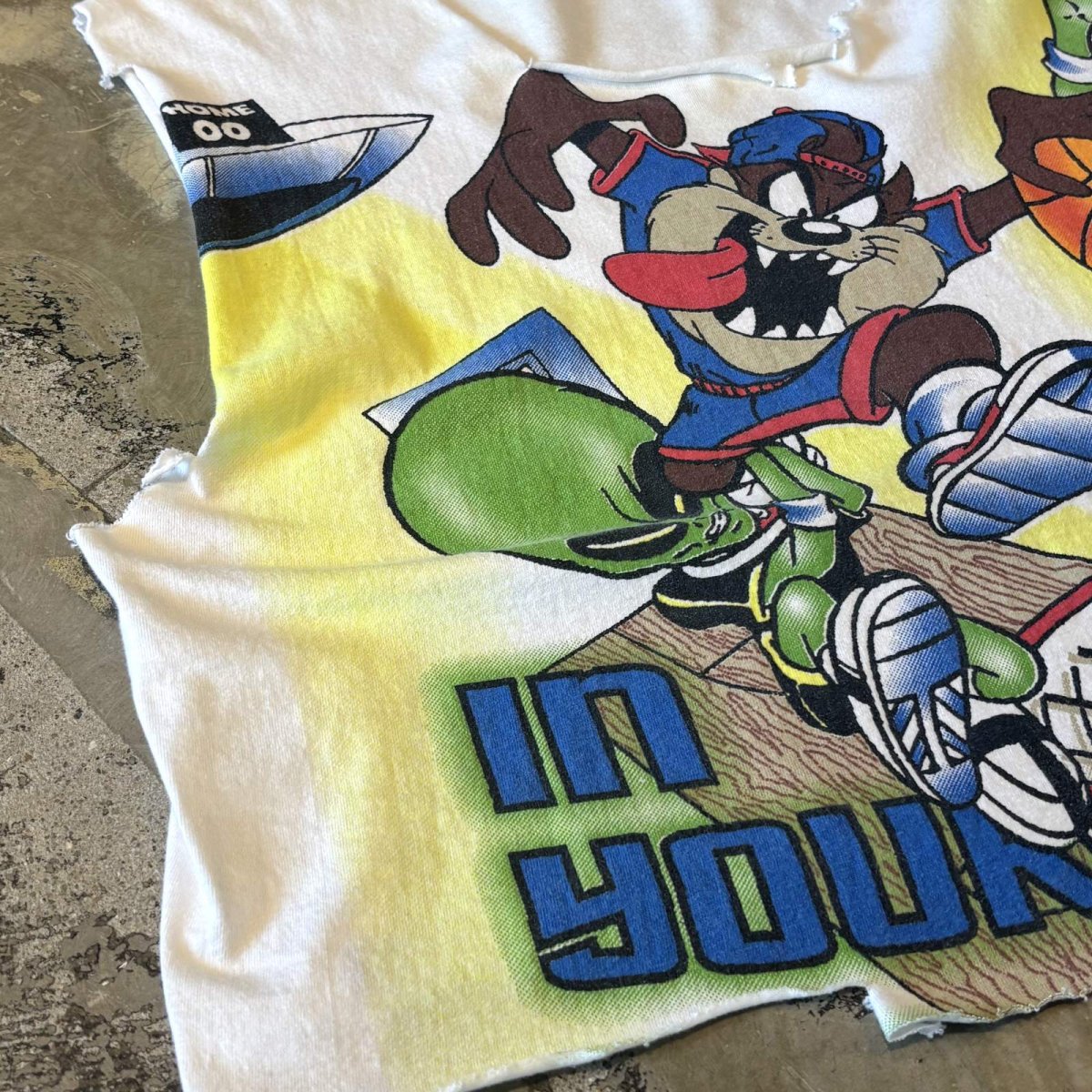 画像5: "LOONEY TUNES" TAZMANIANDEVIL PRINTED CRASH DAMAGE N/S TEE / Mens L (5)