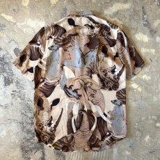 画像2: ALL OVER ANIMAL GRAPHIC PATTERN SHEER S/S SHIRT / Mens M (2)