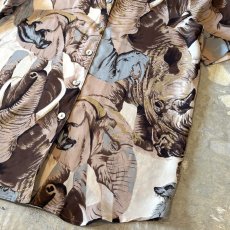 画像6: ALL OVER ANIMAL GRAPHIC PATTERN SHEER S/S SHIRT / Mens M (6)
