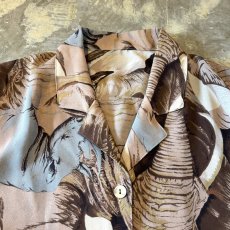 画像10: ALL OVER ANIMAL GRAPHIC PATTERN SHEER S/S SHIRT / Mens M (10)