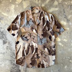 画像1: ALL OVER ANIMAL GRAPHIC PATTERN SHEER S/S SHIRT / Mens M (1)