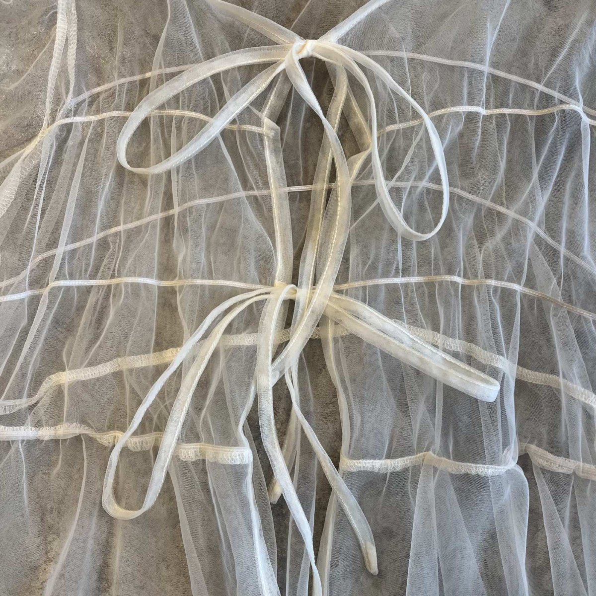 画像9: DOUBLE RIBBON DESIGN SHEER TULLE L/S CARDIGAN  / Ladies M~L (9)