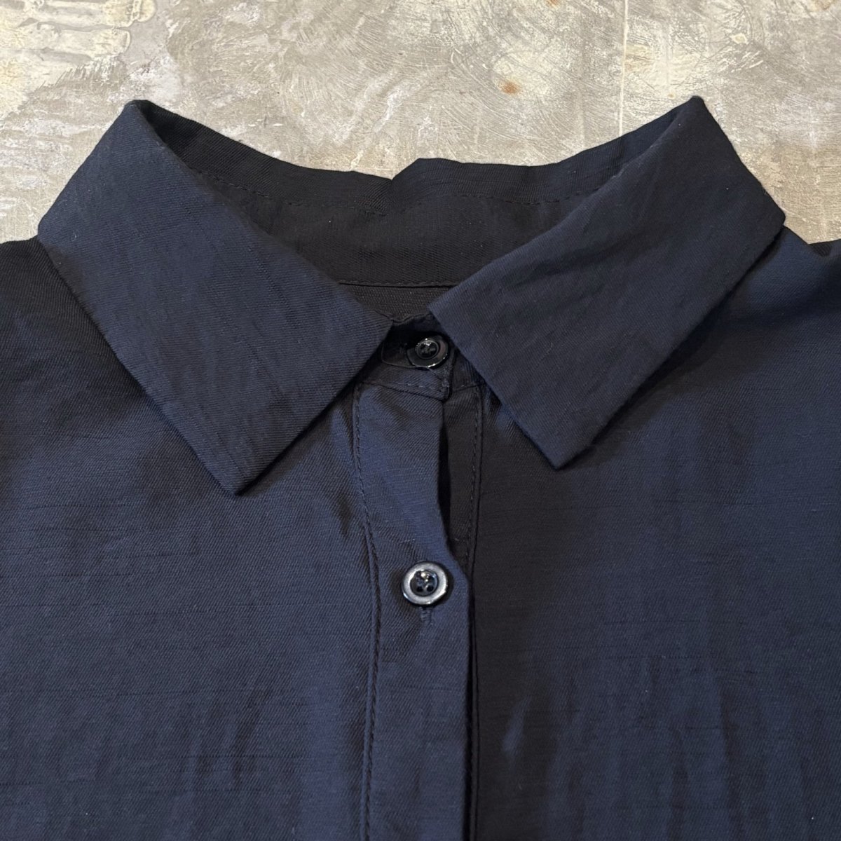 画像10: SHOULDER SHEER SWITCHED STUDS DECORATIVE S/S POLO SHIRT / Mens L  (10)