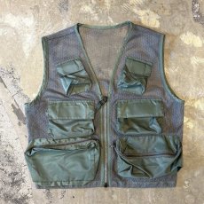 画像1: FRONT MULTI POCKET ZIP UP MESH VEST / Mens L (1)