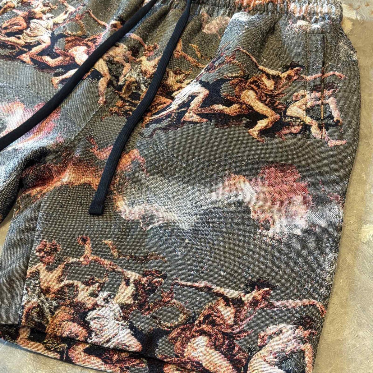 画像6: ART GRAPHIC PATTERN WIDE SILHOUETTE SHORTS / FREE (6)