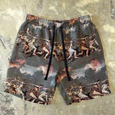 画像1: ART GRAPHIC PATTERN WIDE SILHOUETTE SHORTS / FREE (1)