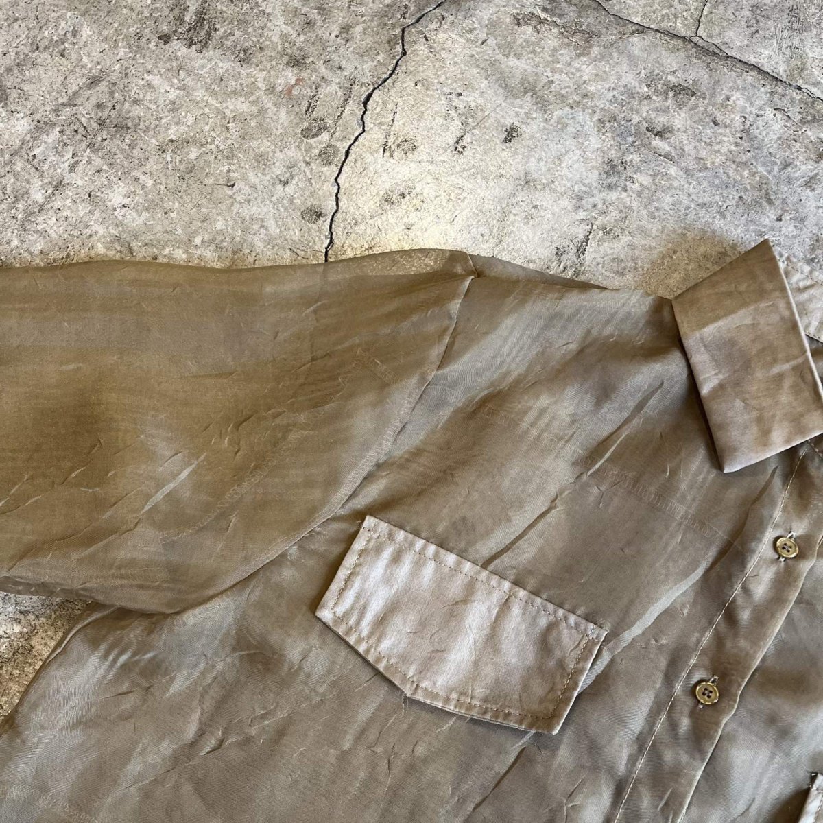 画像10: DOUBLE FLAP DESIGN SHEER SHORT L/S SHIRT / Ladies M (10)